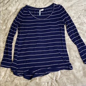 Navy Blue Long-sleeve Striped Shirt